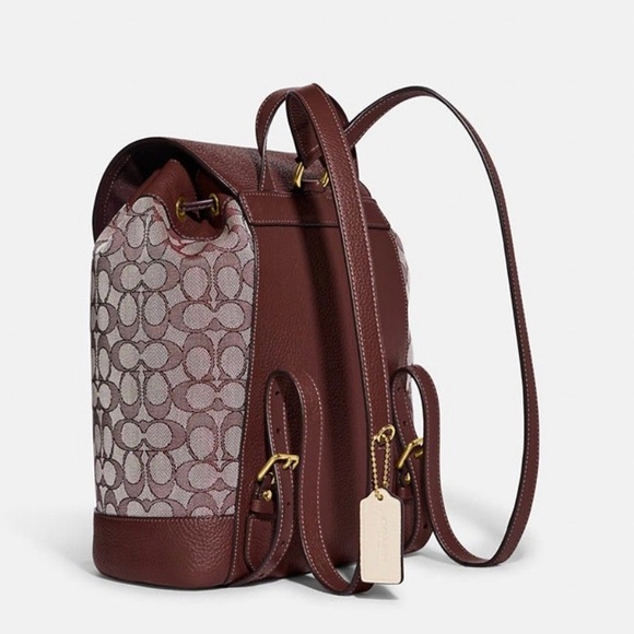 Coach Dempsey Drawstring Backpack In Signature Jacquard w Stripe And Patch - Picture 3 of 5